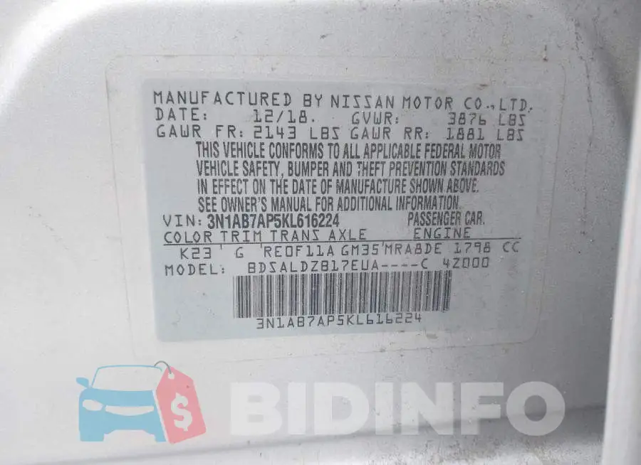 3N1AB7AP5KL616224 Photo# 9