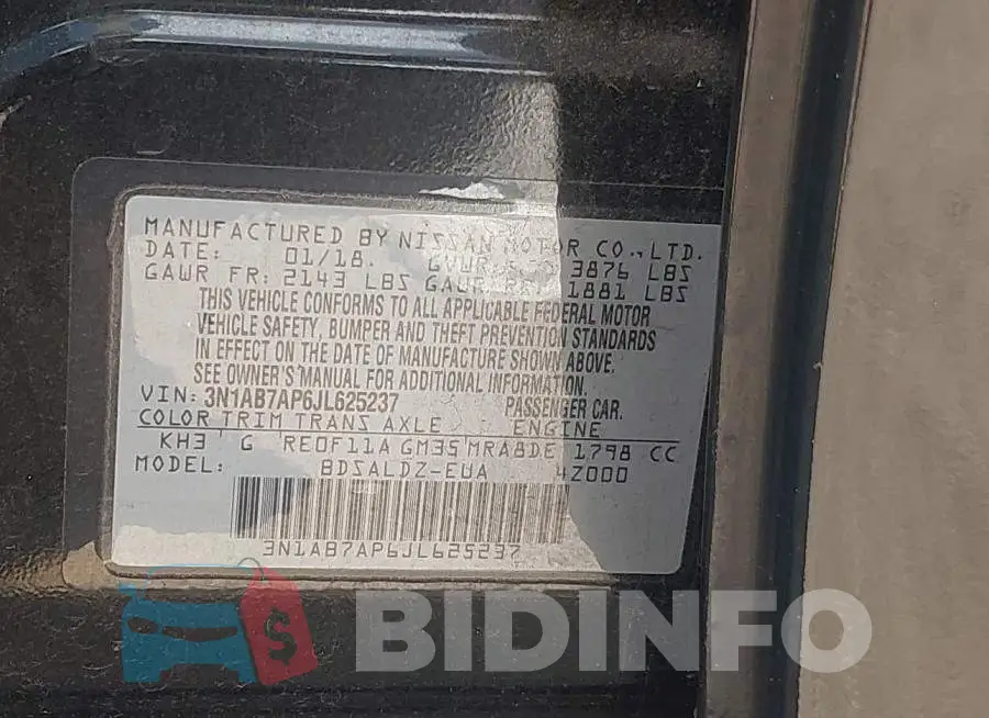 3N1AB7AP6JL625237 Photo# 9