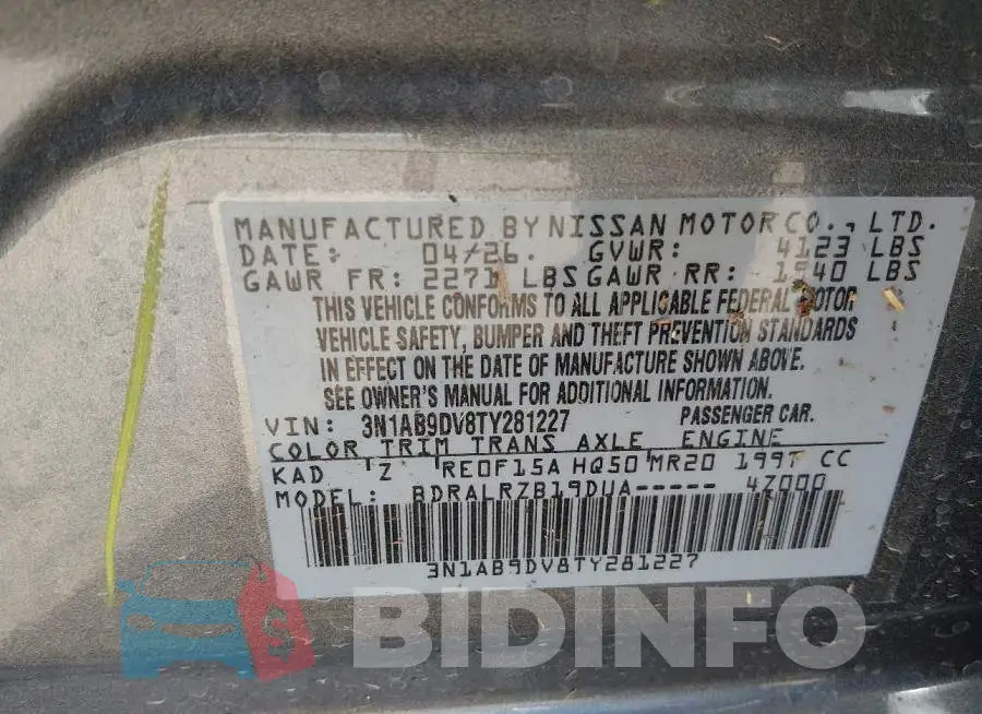 3N1AB9DV8TY281227 Photo# 9