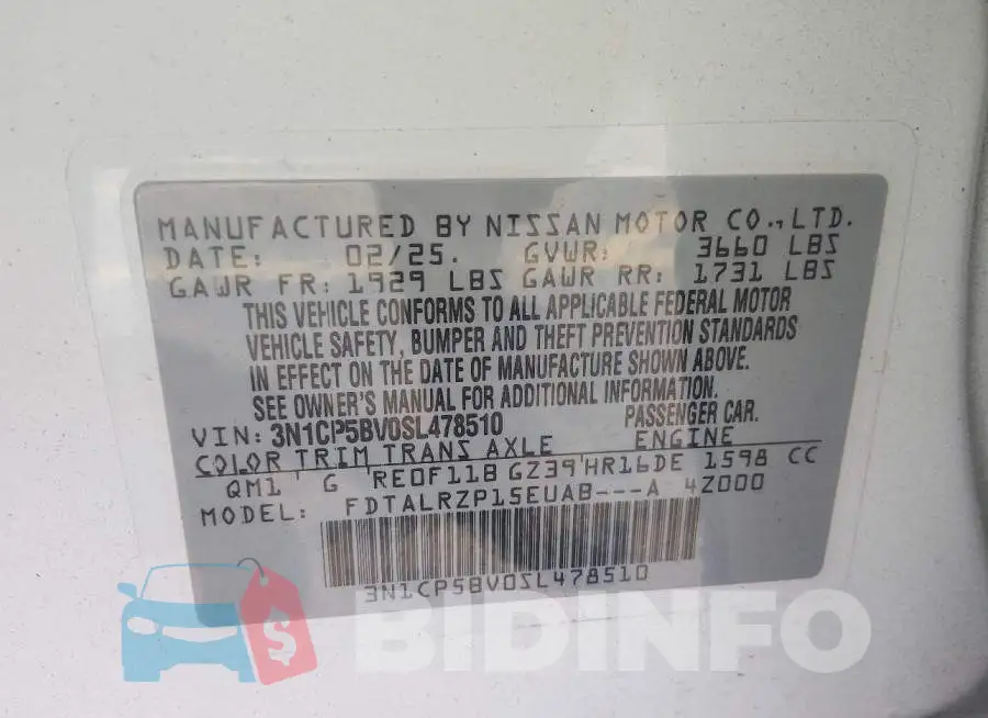 3N1CP5BV0SL478510 Photo# 9