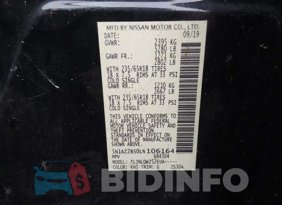 5N1AZ2BS0LN106164 Photo# 9