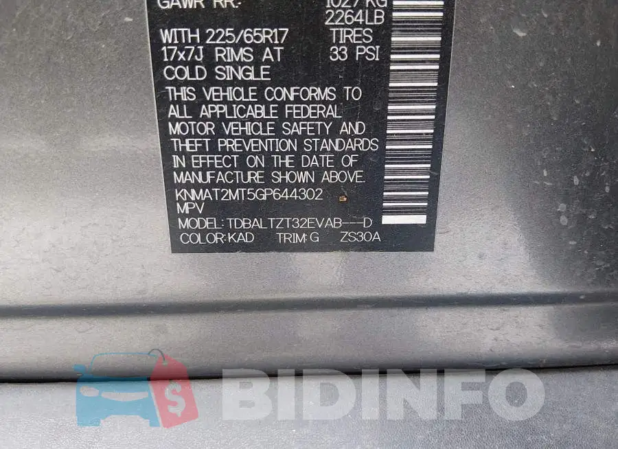 KNMAT2MT5GP644302 Photo# 9
