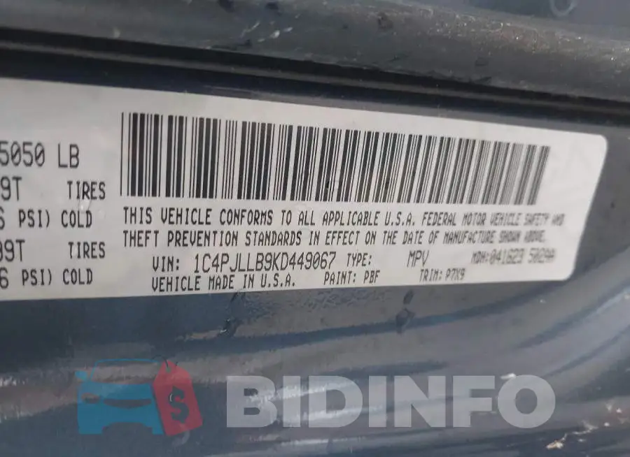 1C4PJLLB9KD449067 Photo# 9