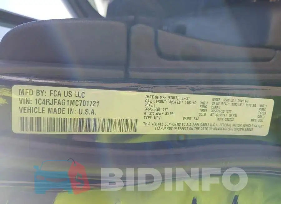 1C4RJFAG1MC701721 Photo# 9