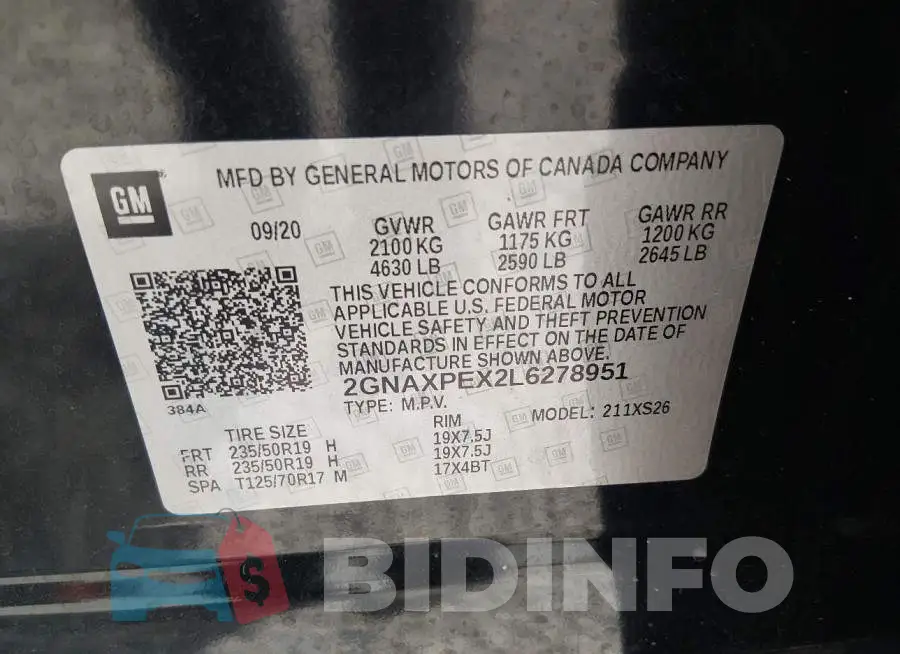 2GNAXPEX2L6278951 Photo# 9