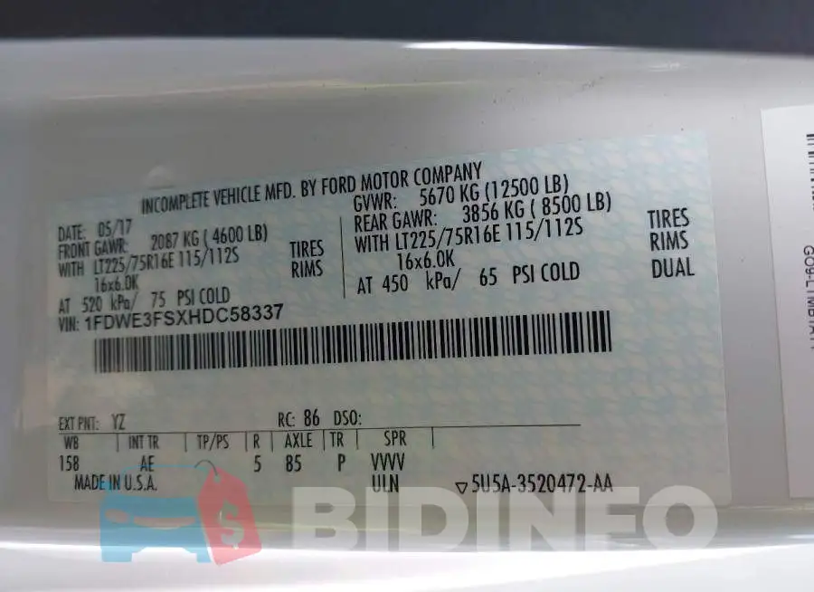 1FDWE3FSXHDC58337 Photo# 8