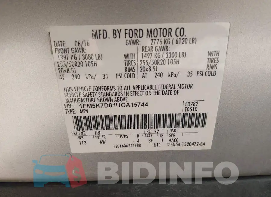 1FM5K7D81HGA15744 Photo# 9