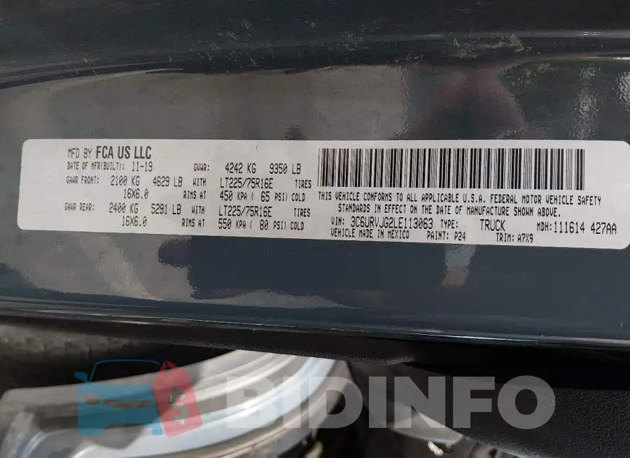 3C6URVJG2LE113063 Photo# 9