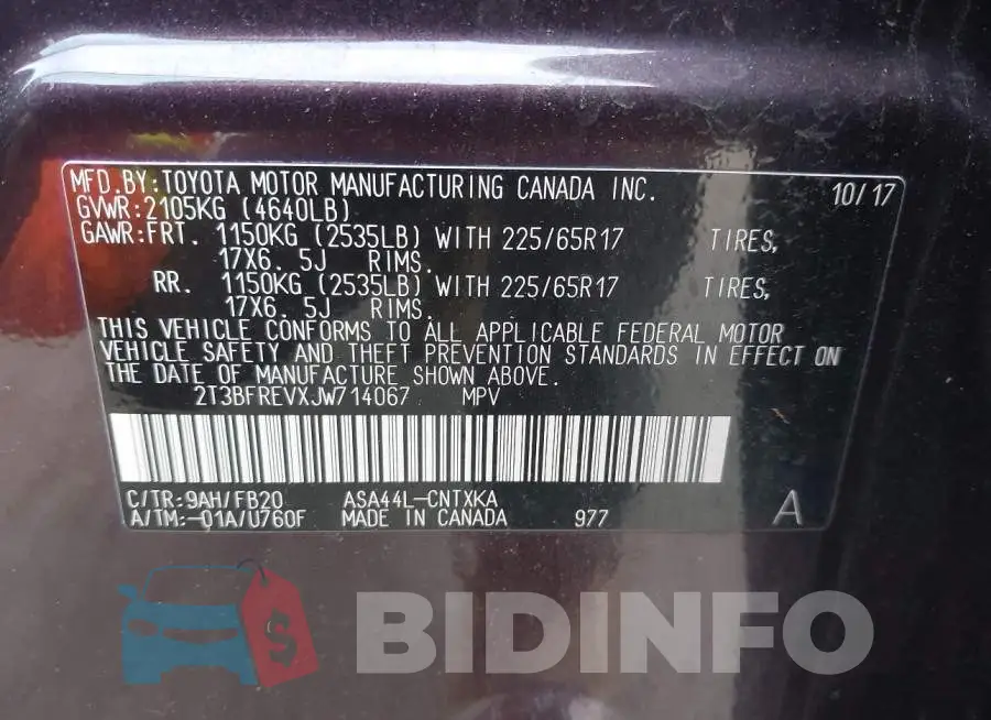 2T3BFREVXJW714067 Photo# 9