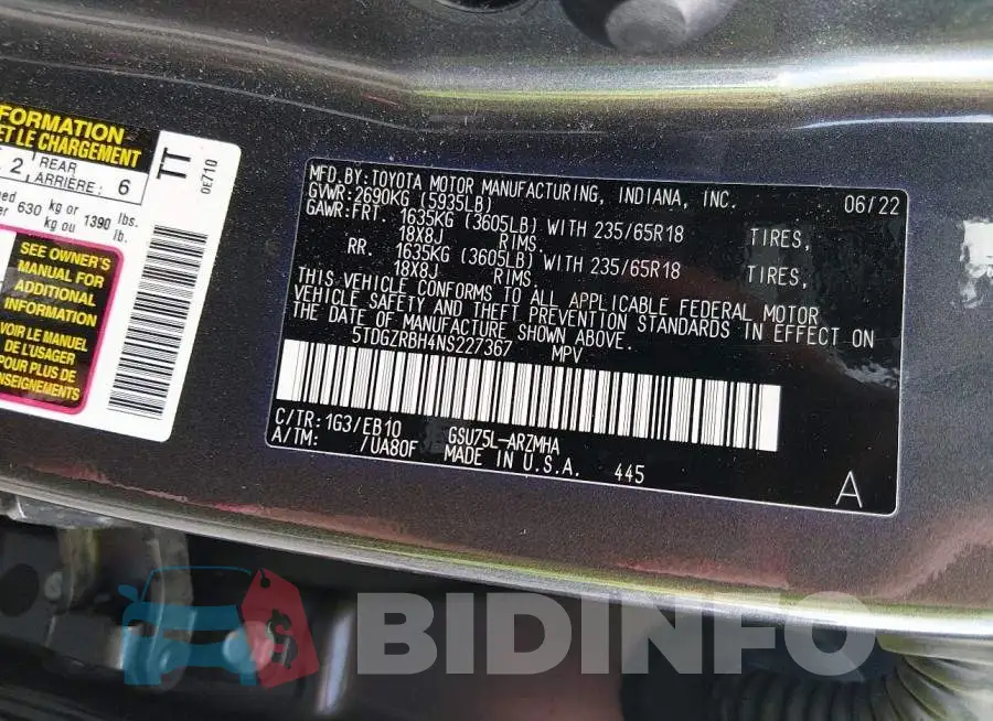 5TDGZRBH4NS227367 Photo# 7