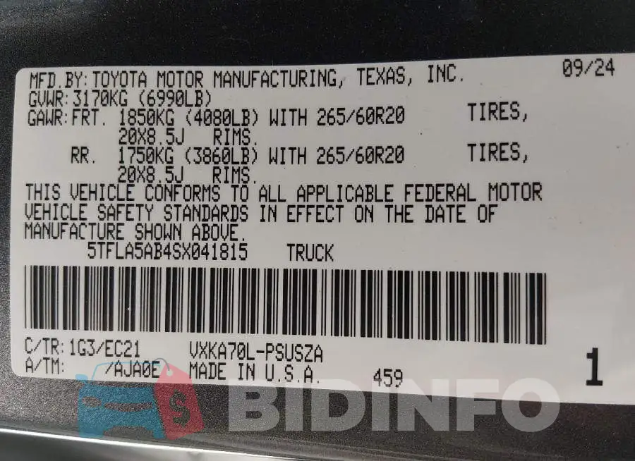 5TFLA5AB4SX041815 Photo# 9