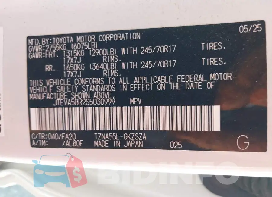 JTEVA5BR2S5030999 Photo# 9