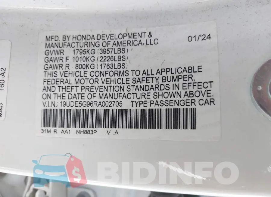19UDE5G96RA002705 Photo# 9