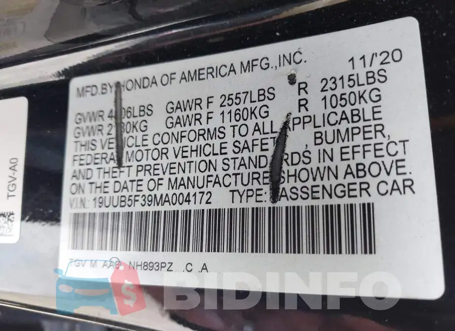 19UUB5F39MA004172 Photo# 9