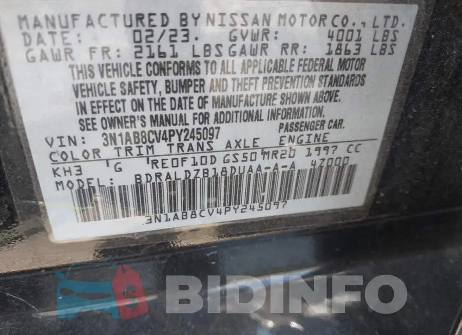 3N1AB8CV4PY245097 Photo# 9