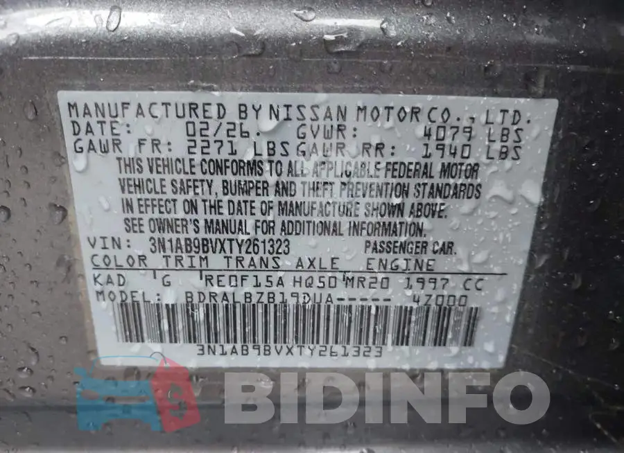 3N1AB9BVXTY261323 Photo# 9