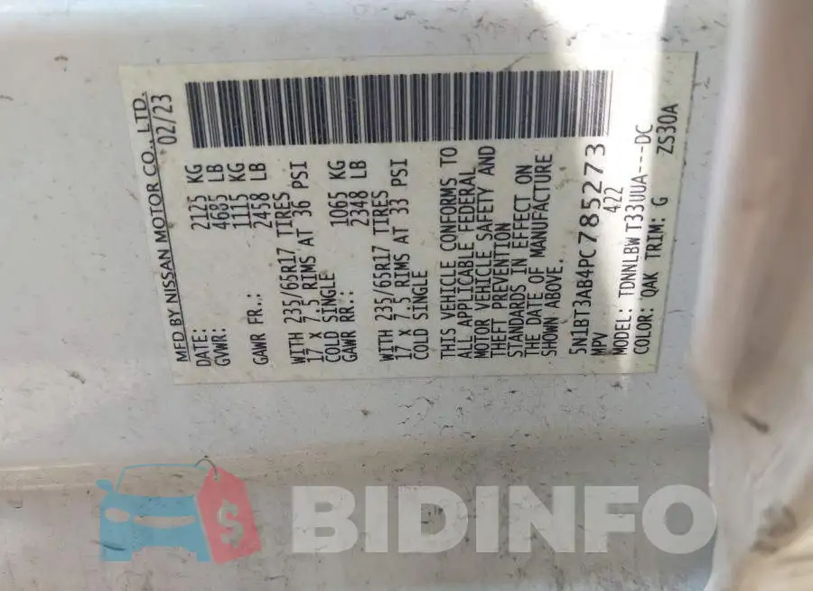 5N1BT3AB4PC785273 Photo# 9