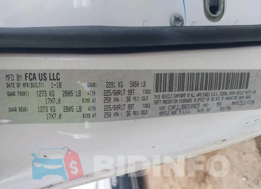1C4PJLLB5KD109625 Photo# 9