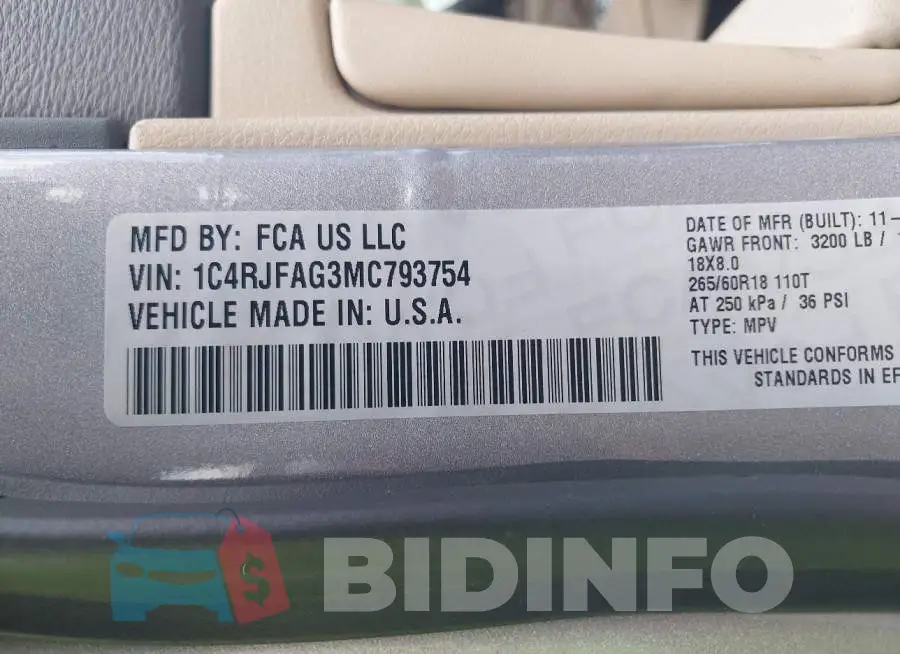 1C4RJFAG3MC793754 Photo# 9