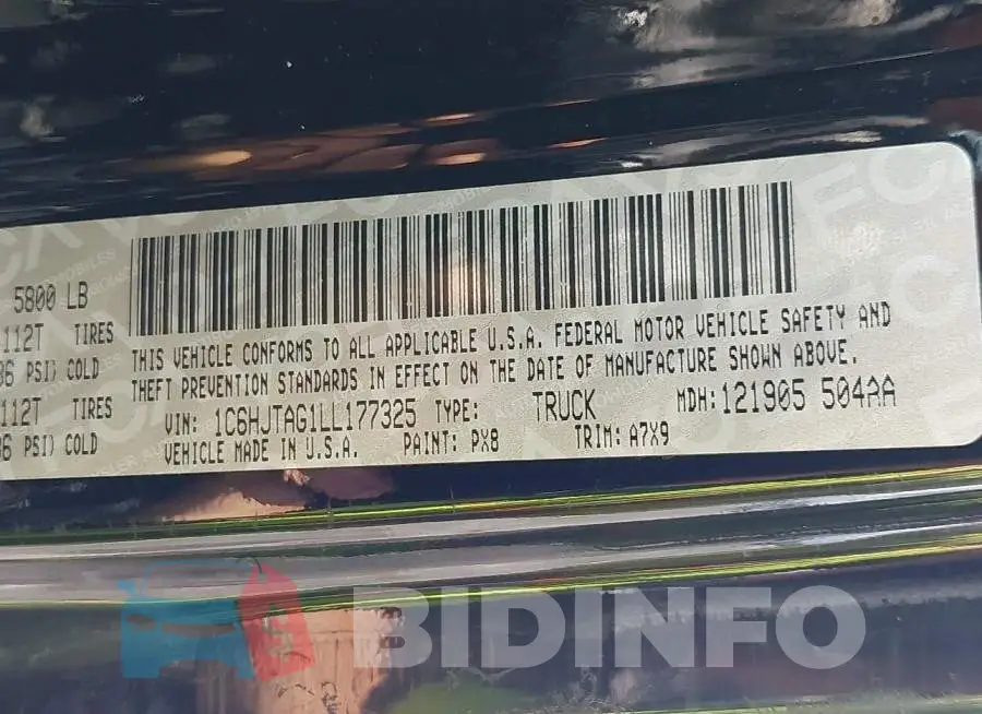 1C6HJTAG1LL177325 Photo# 9