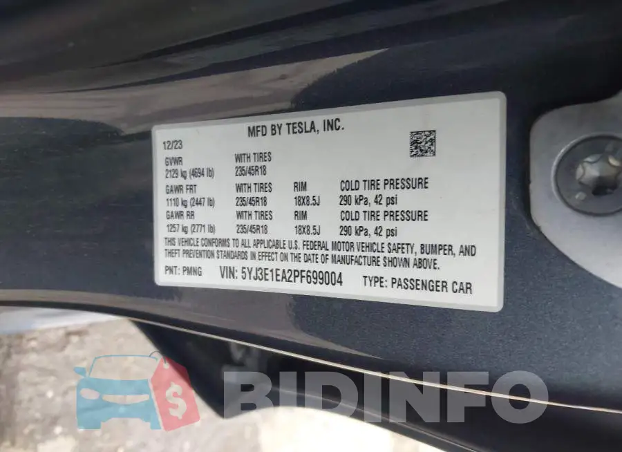 5YJ3E1EA2PF699004 Photo# 9