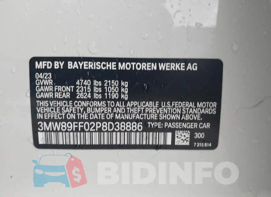 3MW89FF02P8D38886 Photo# 9