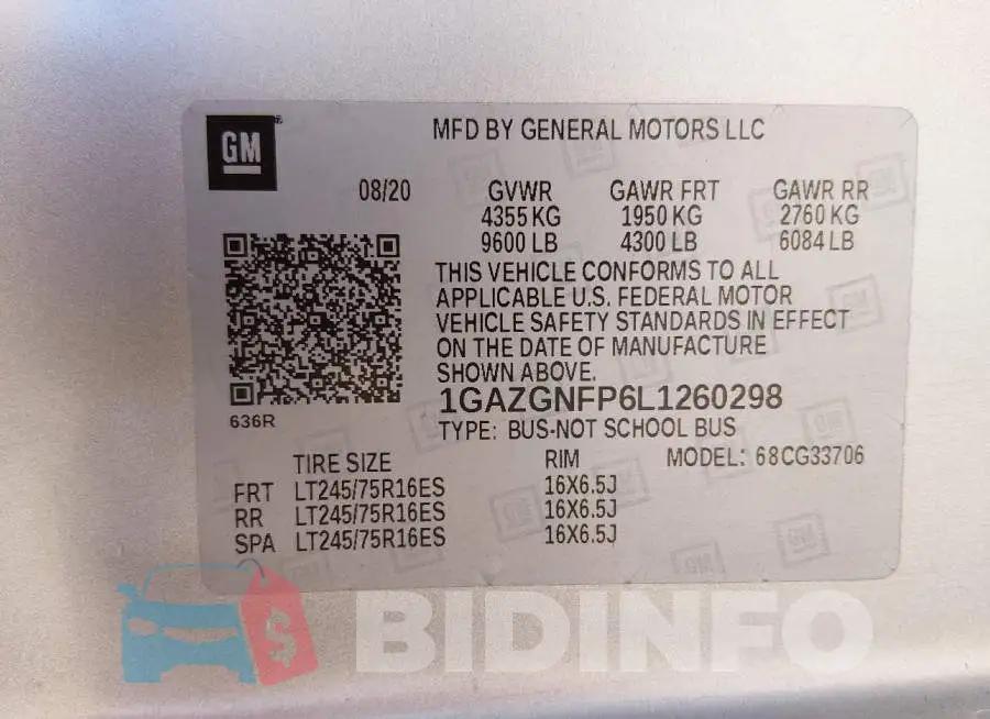 1GAZGNFP6L1260298 Photo# 9
