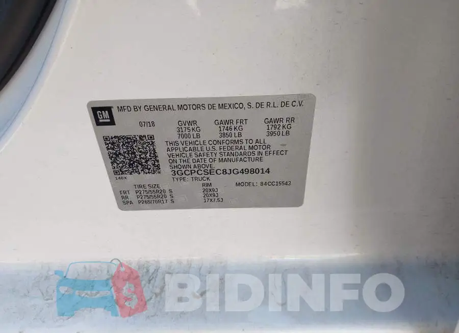 3GCPCSEC8JG498014 Photo# 9