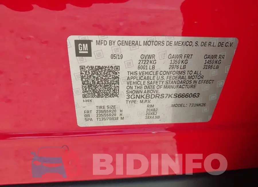 3GNKBDRS7KS666063 Photo# 9