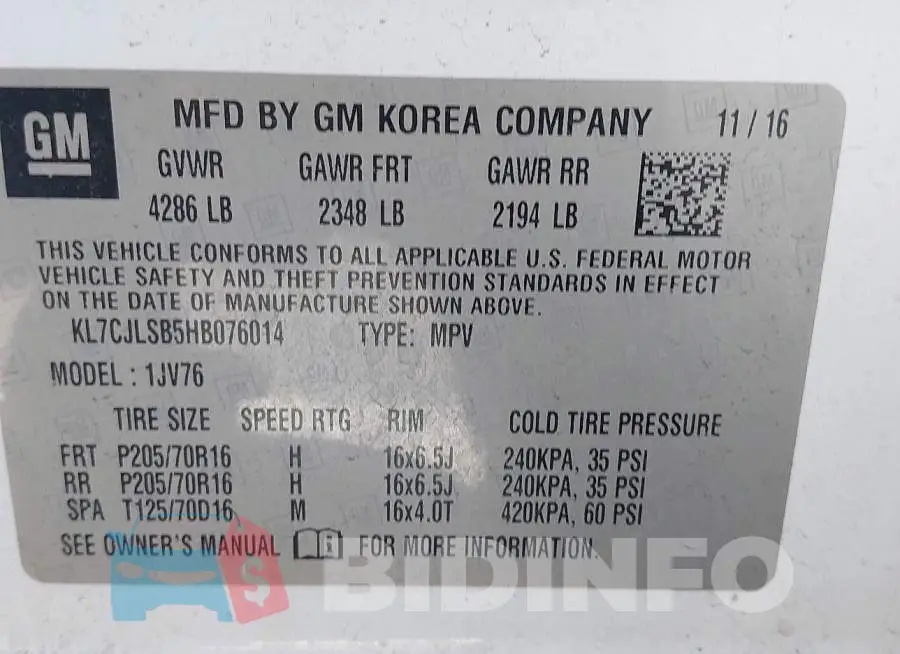 KL7CJLSB5HB076014 Photo# 9