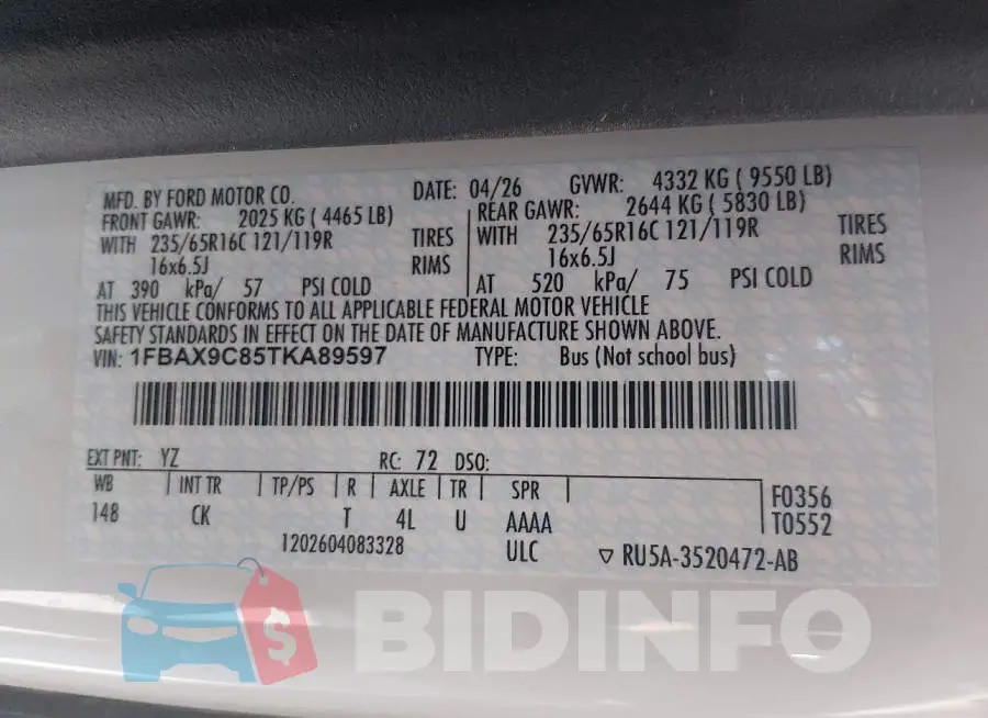 1FBAX9C85TKA89597 Photo# 9