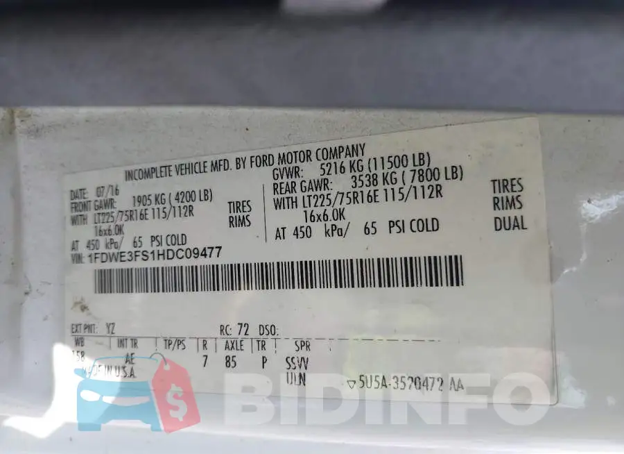 1FDWE3FS1HDC09477 Photo# 8