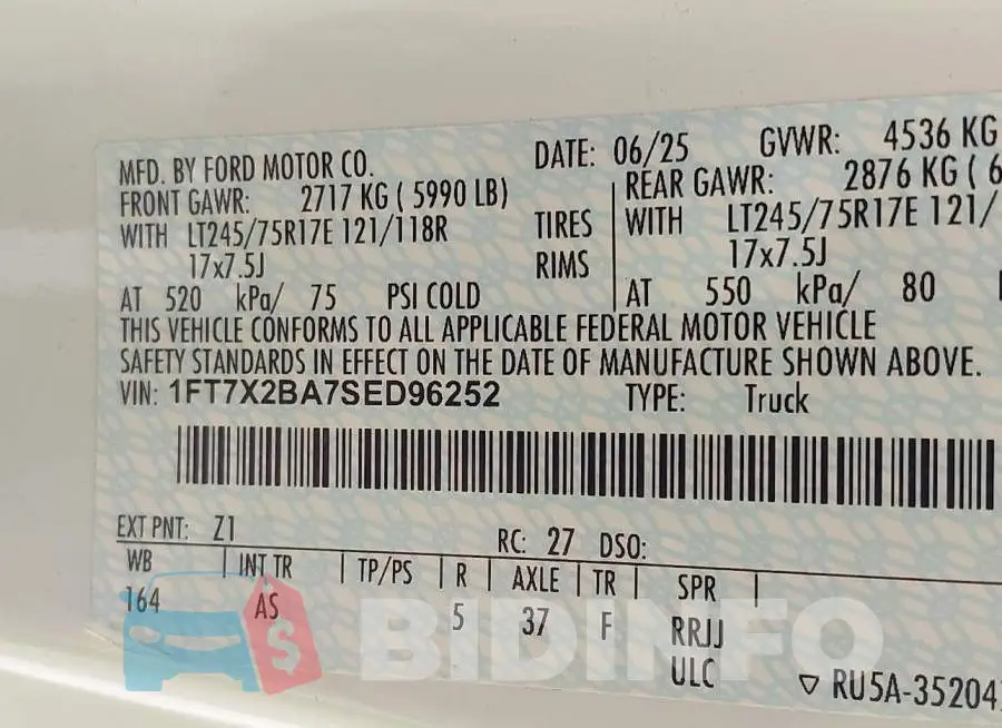 1FT7X2BA7SED96252 Photo# 9