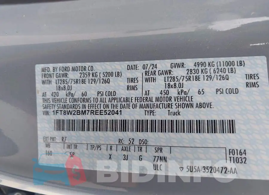1FT8W2BM7REE52041 Photo# 8