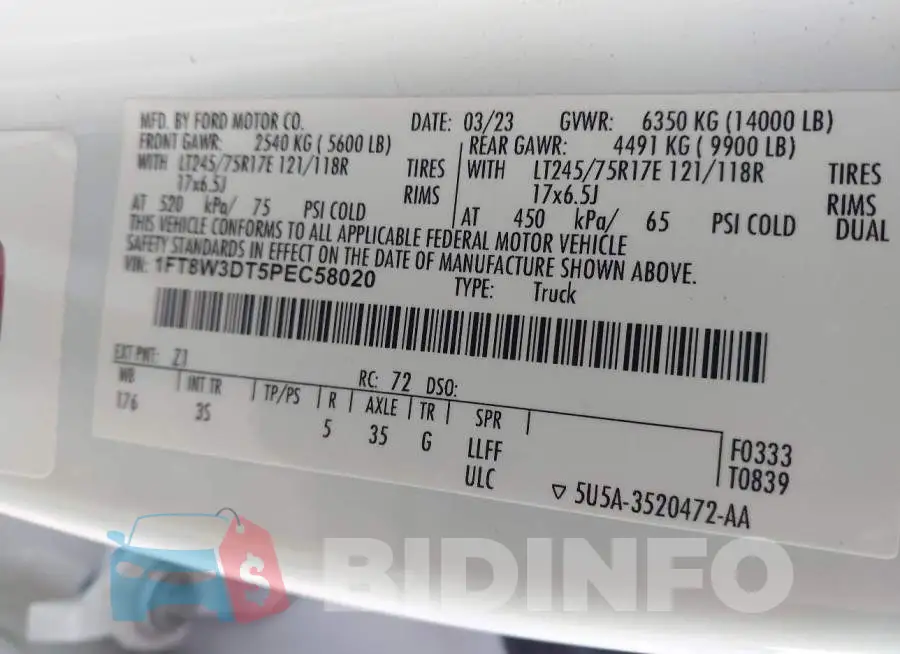 1FT8W3DT5PEC58020 Photo# 8