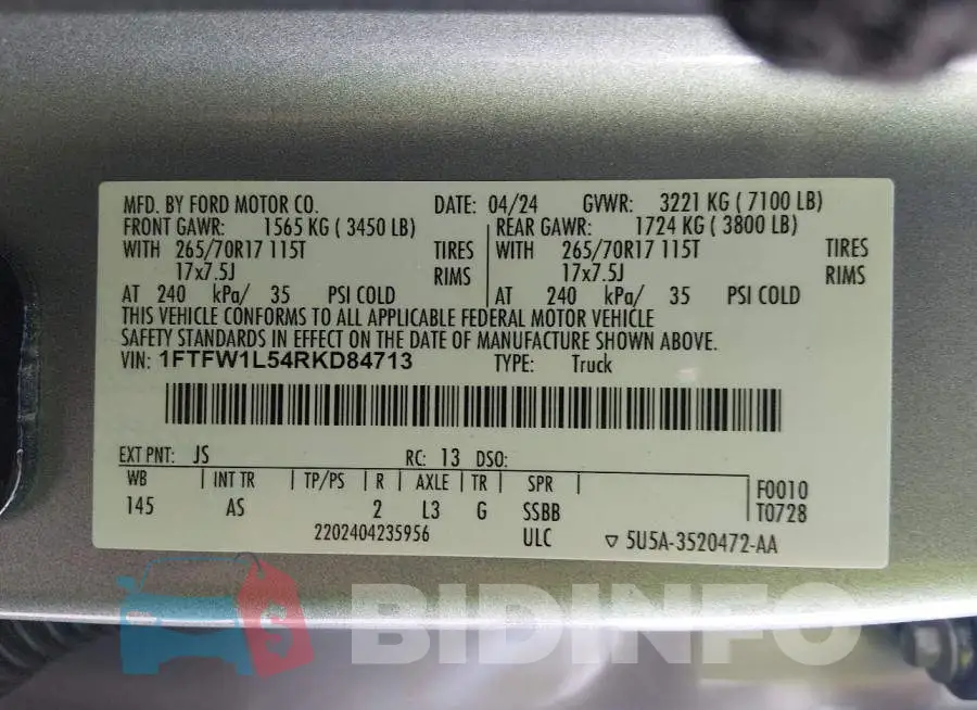 1FTFW1L54RKD84713 Photo# 9