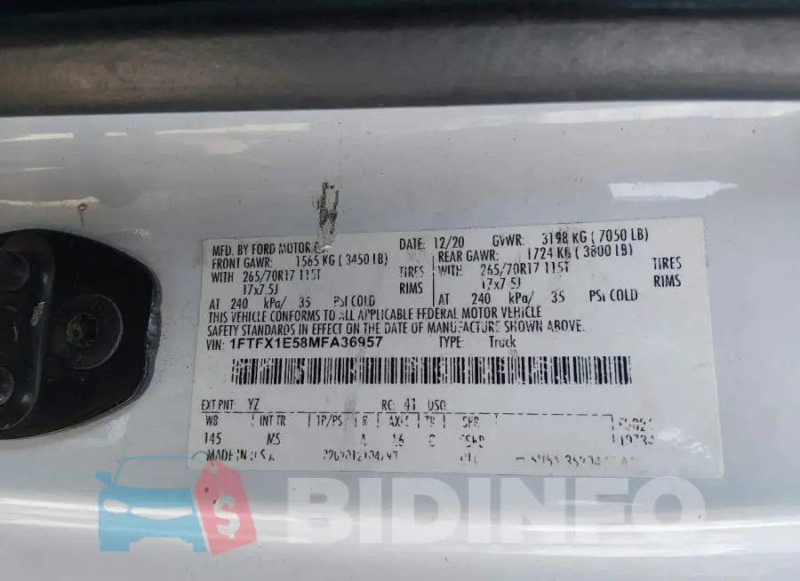 1FTFX1E58MFA36957 Photo# 9