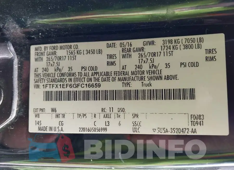 1FTFX1EF6GFC16659 Photo# 9