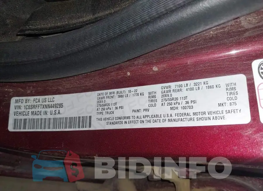 1C6SRFFTXNN449285 Photo# 9
