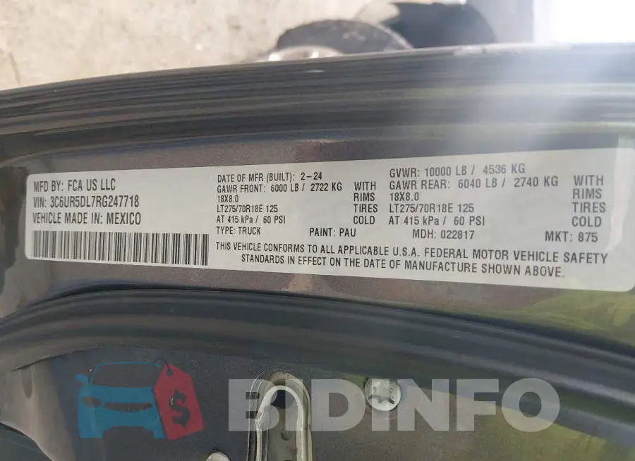 3C6UR5DL7RG247718 Photo# 9