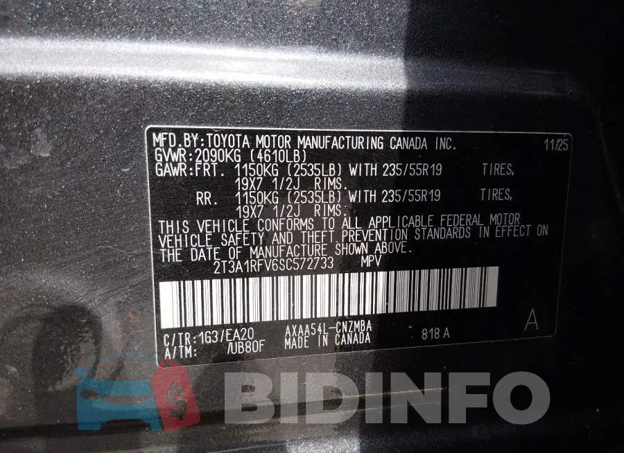 2T3A1RFV6SC572733 Photo# 9