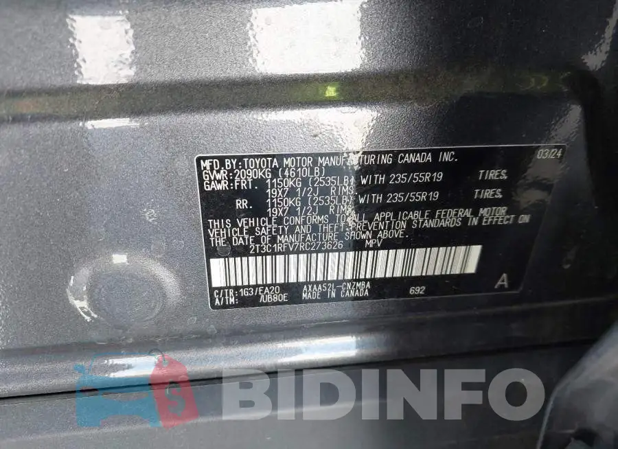 2T3C1RFV7RC273626 Photo# 9