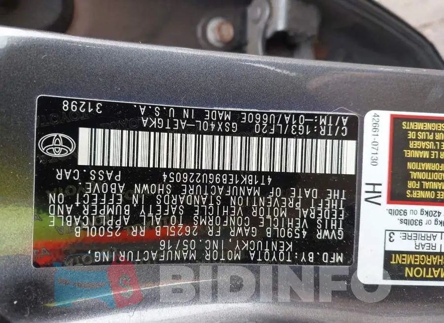4T1BK1EB9GU226054 Photo# 9