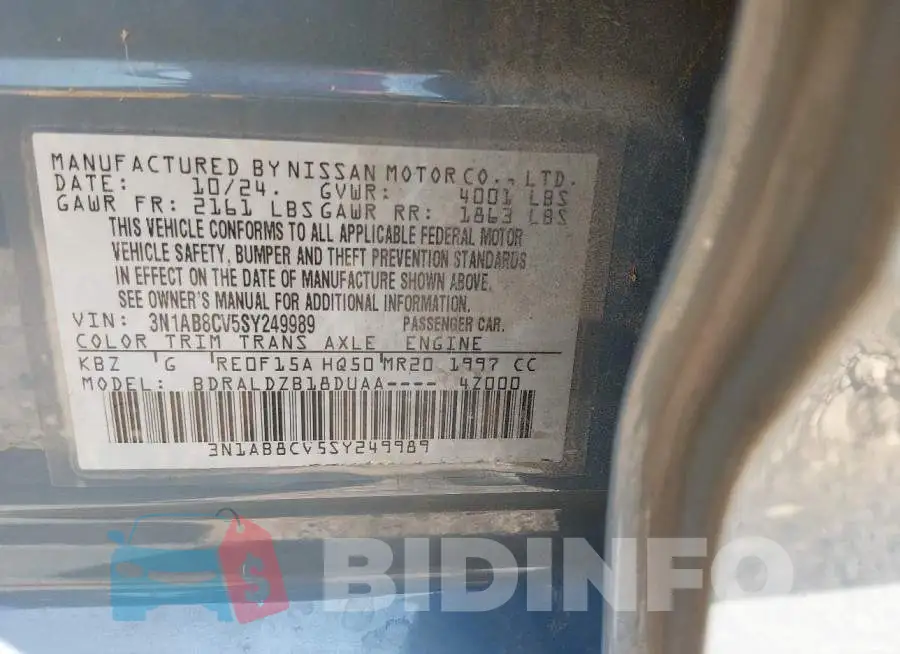 3N1AB8CV5SY249989 Photo# 9