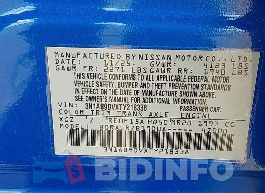 3N1AB9DVXTY218338 Photo# 9