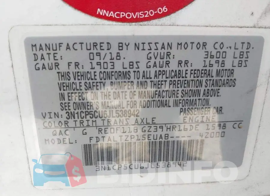 3N1CP5CU6JL538942 Photo# 9