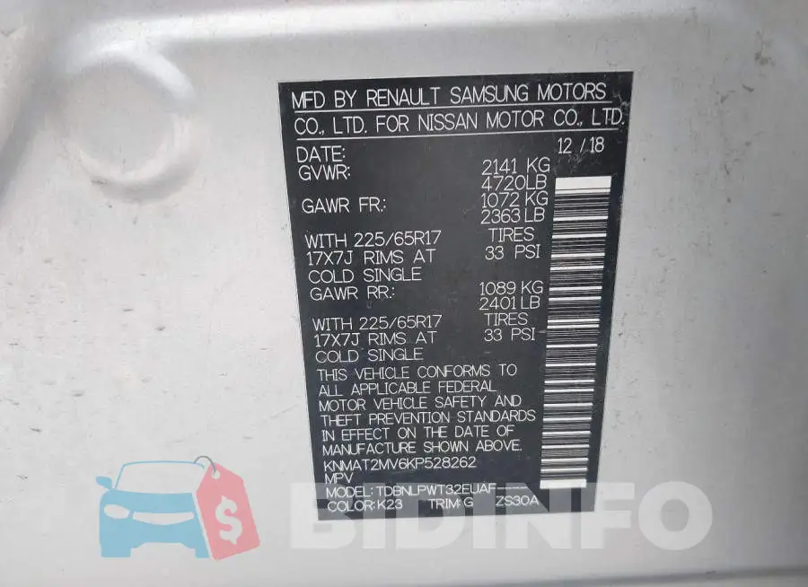 KNMAT2MV6KP528262 Photo# 9