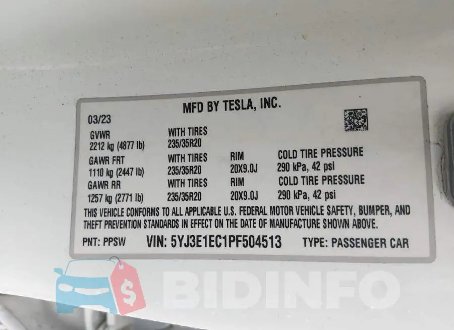 5YJ3E1EC1PF504513 Photo# 9