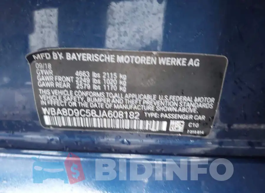 WBA8D9C58JA608182 Photo# 9