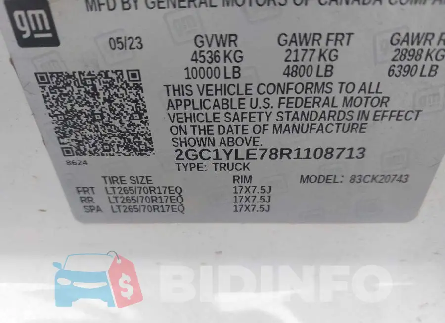 2GC1YLE78R1108713 Photo# 9